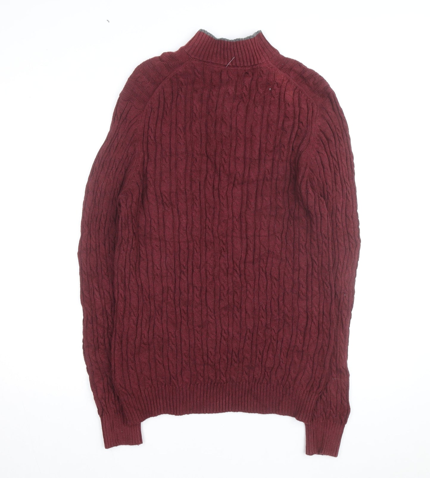IZOD Men's Red Cable Knit 1/2 Zip Cotton Jumper Size L