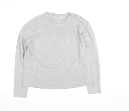 Marks & Spencer Women’s Grey Crew Neck Button Shoulder Jumper Medium
