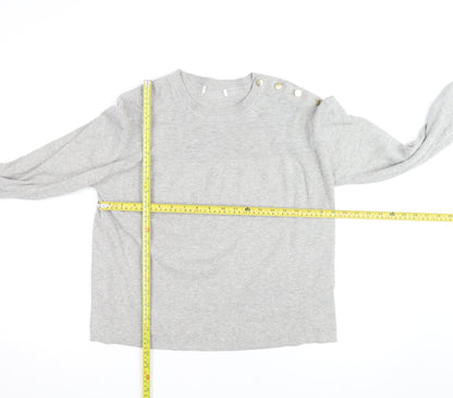 Marks & Spencer Women’s Grey Crew Neck Button Shoulder Jumper Medium