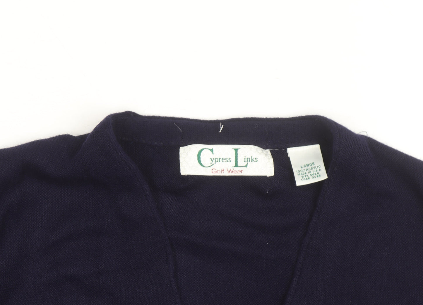 Cypress Links Men’s Blue Acrylic V-Neck Cardigan Size L Golf Wear