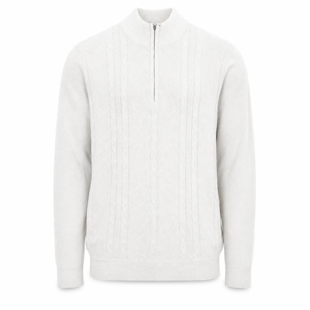 Van Heusen Men Beige Cable-Knit 1/4 Zip Jumper L