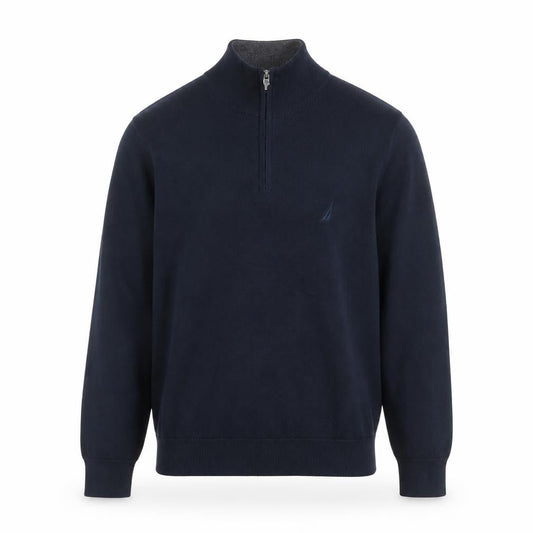 Nautica Men’s Blue Cotton 1/2 Zip Knit Sweatshirt Medium