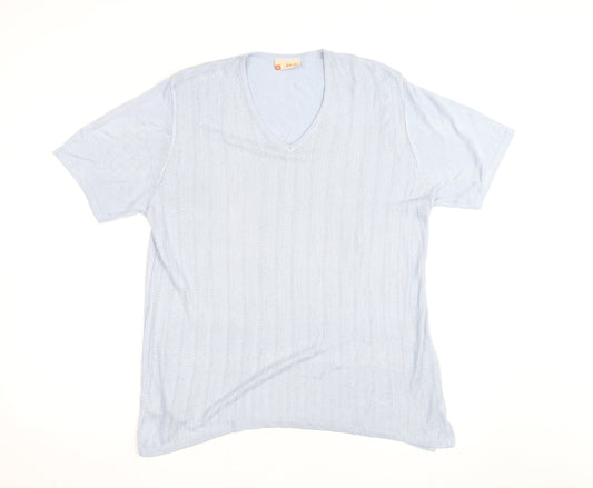 Grili Women's Blue V-Neck Short Sleeve Knit Cotton T-Shirt Size 4