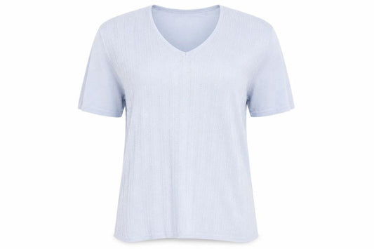 Grili Women's Blue V-Neck Short Sleeve Knit Cotton T-Shirt Size 4