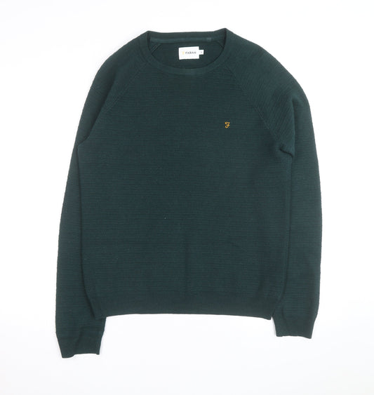 Farah Men’s Green Cotton Crew Neck Pullover Jumper Size M