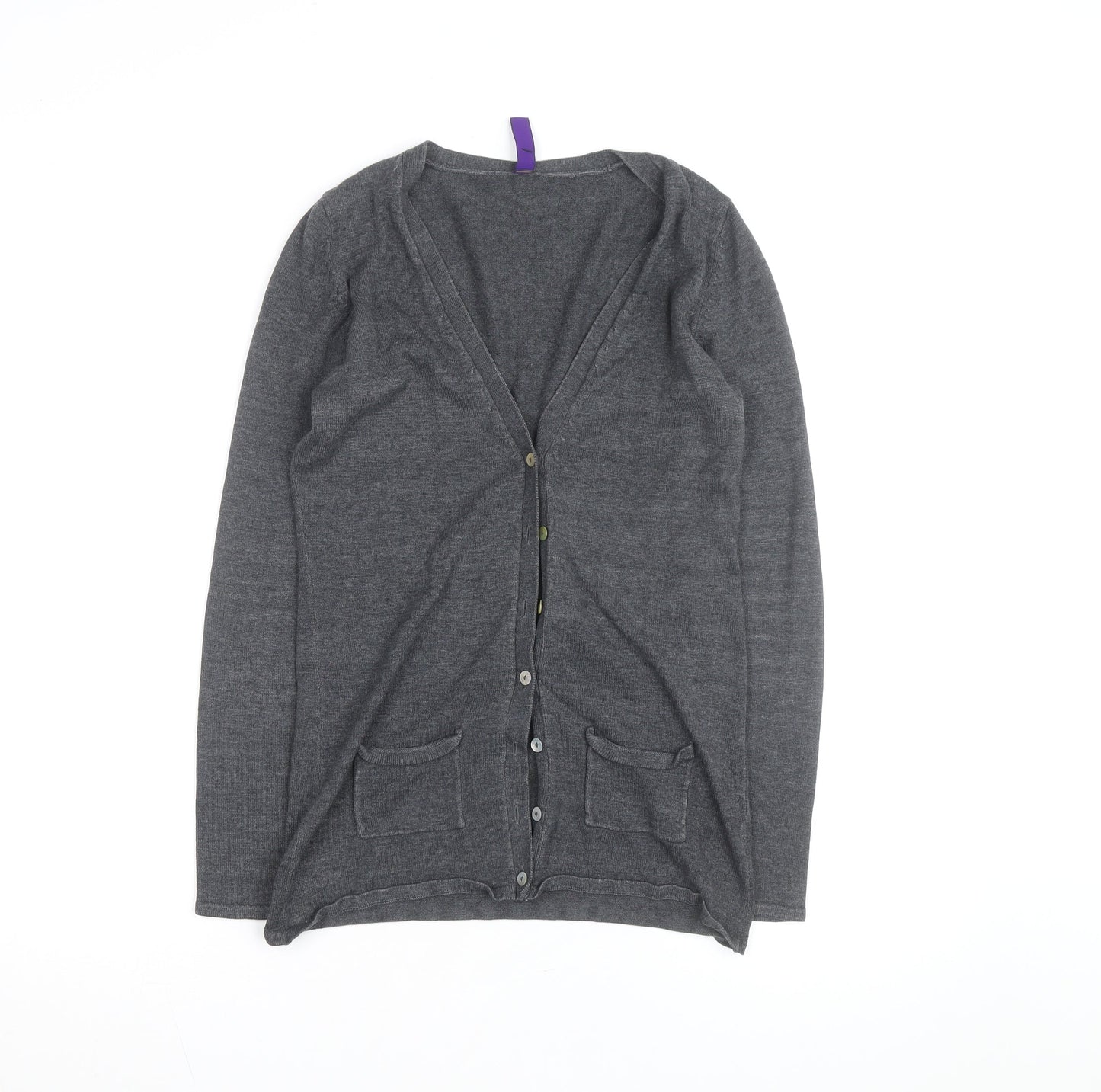 Henbury Women’s Grey V-Neck Cardigan Size Small Cotton Blend