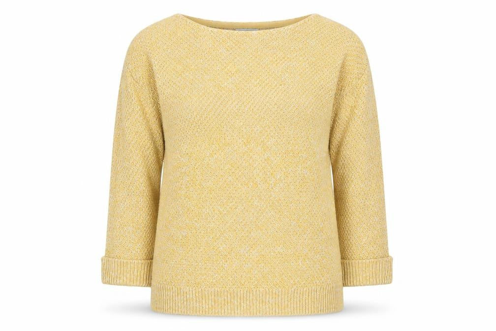FatFace Women's Yellow Scoop Neck Knit Jumper Size M