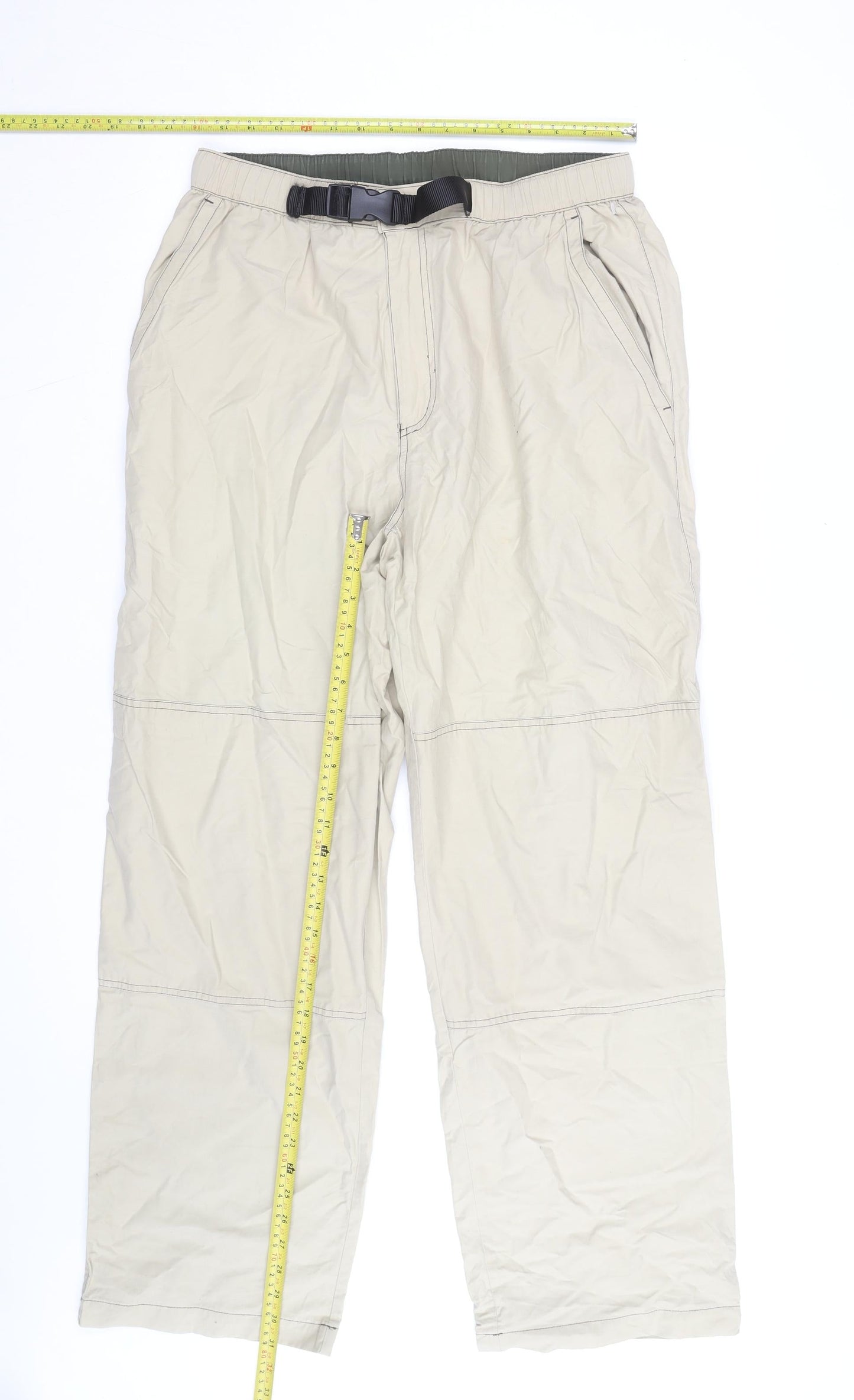 Old Navy Men’s Beige Cargo Trousers L Lightweight Belted Outdoor