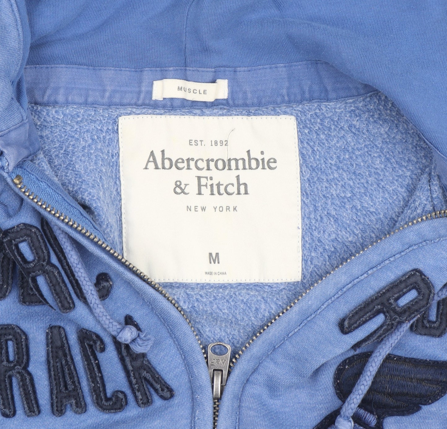 Abercrombie & Fitch Men's Blue Full Zip Hoodie M Athletic Fit