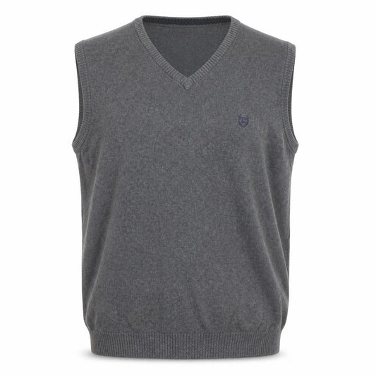Chaps Men's Grey Cotton V-Neck Knit Sweater Vest XL Classic Style