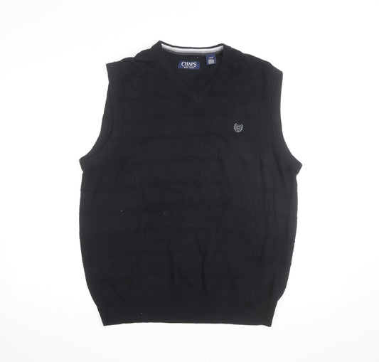 Chaps Men's Black Cotton Sleeveless V-Neck Knit Vest Size L