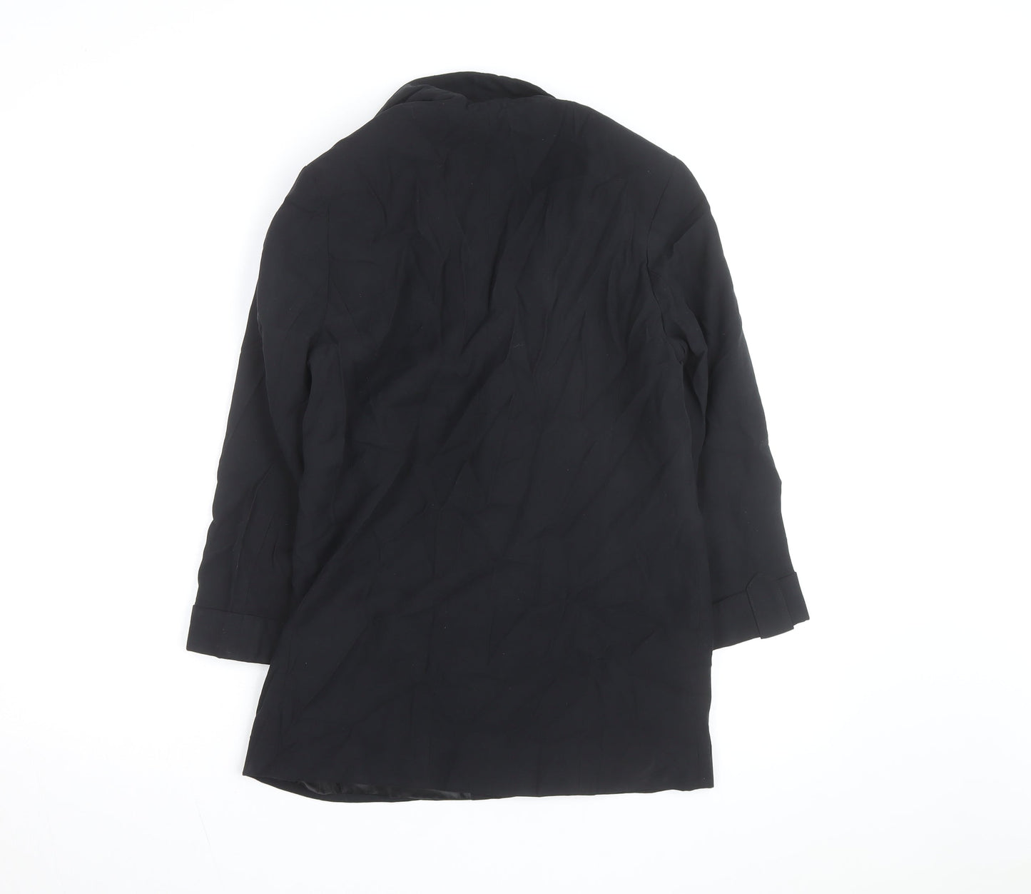 River Island Women’s Black Long Overcoat Size 8 Classic Style