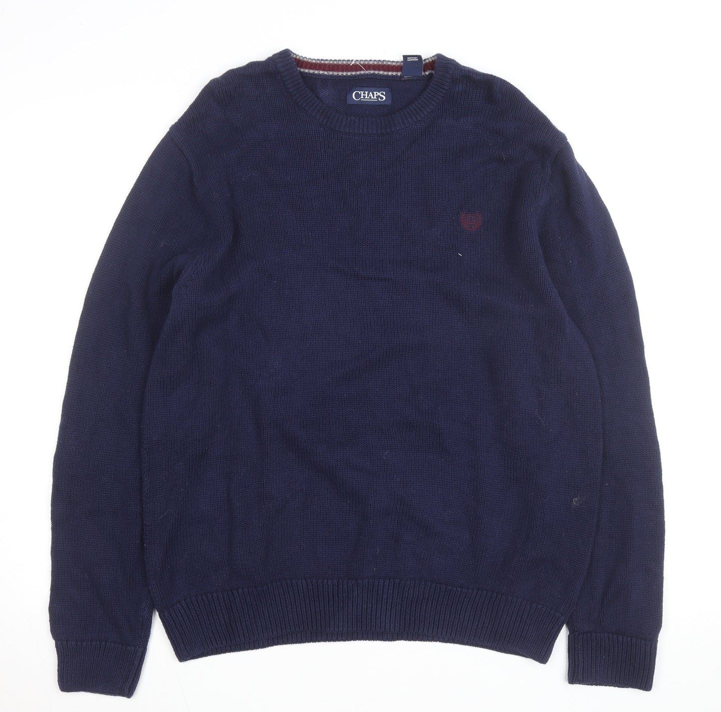 Chaps Men's Blue Cotton Crew Neck Pullover Jumper M