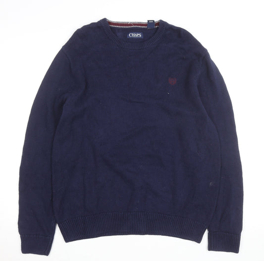Chaps Men's Blue Cotton Crew Neck Pullover Jumper M