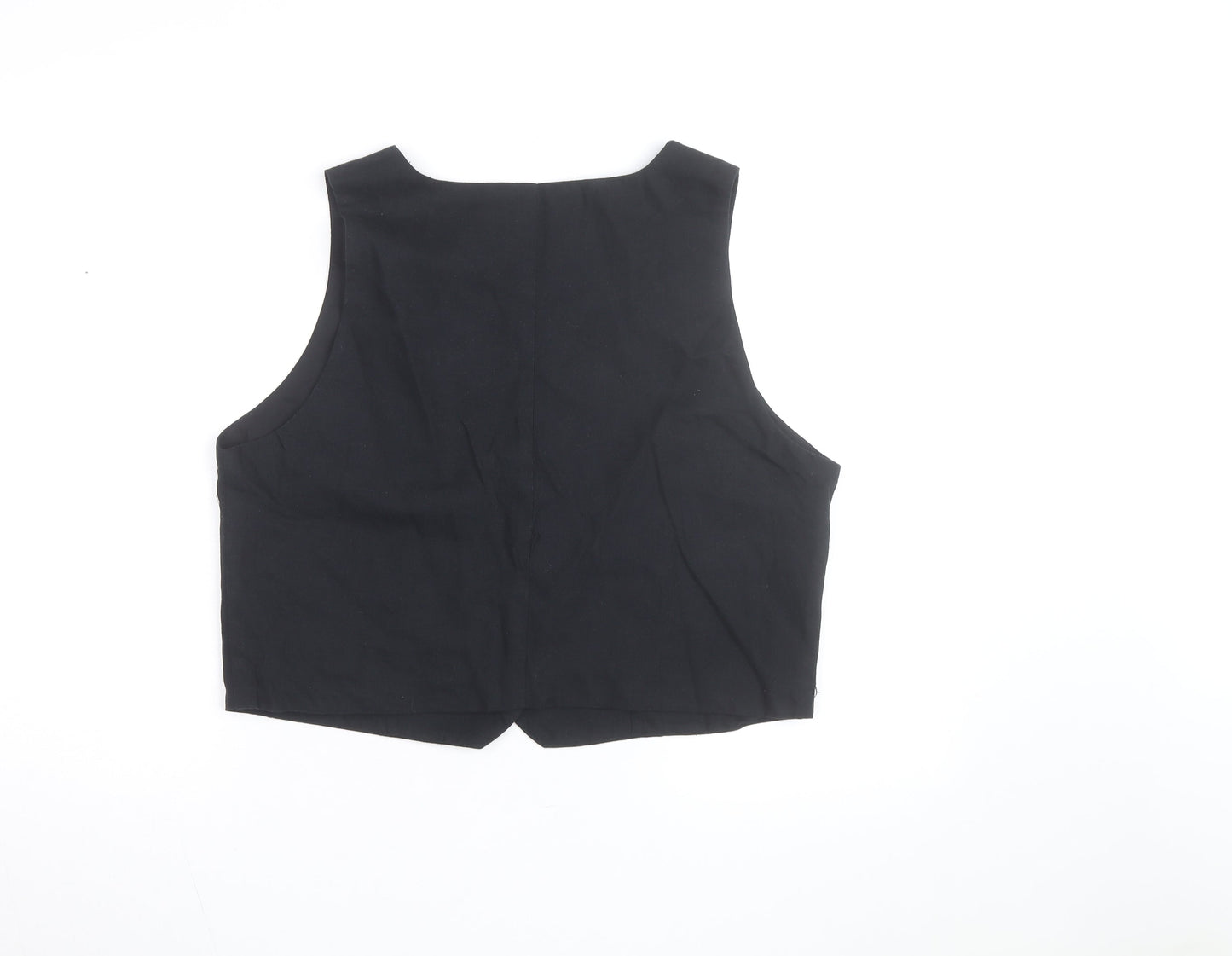 Cotton On Men Black Waistcoat 42 Slim Fit Button Casual Twill
