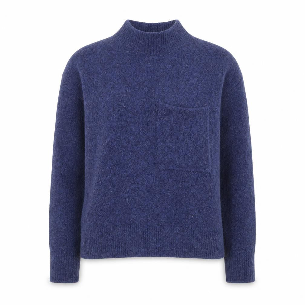 & Other Stories Women Blue Wool Blend Mock Neck Pullover Jumper Size S