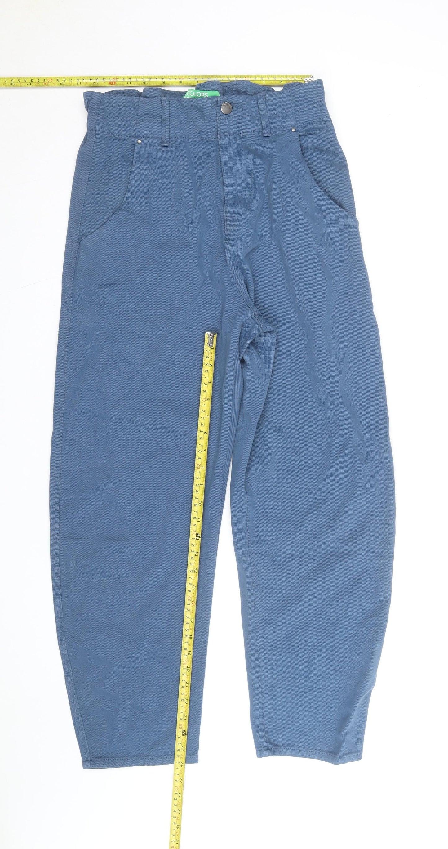 United Colors of Benetton Women Blue Cargo Trousers Size 12