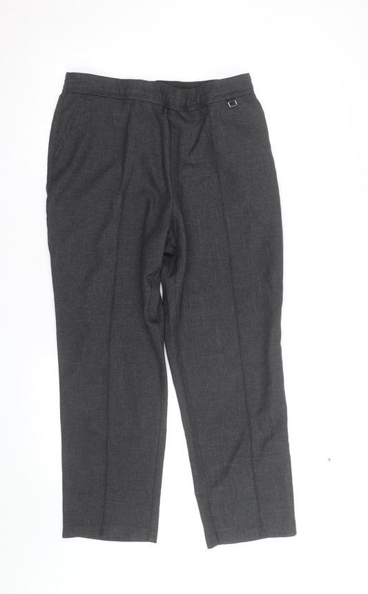 Marks and Spencer Womens Grey Size 14 Petite Stretch Work Trousers