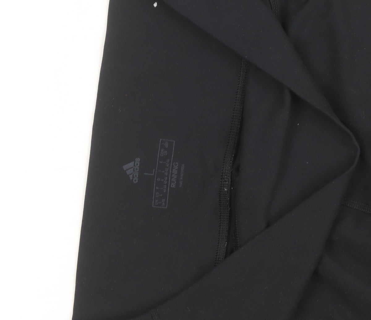 Adidas Womens Black Running Leggings Size L Moisture Wicking
