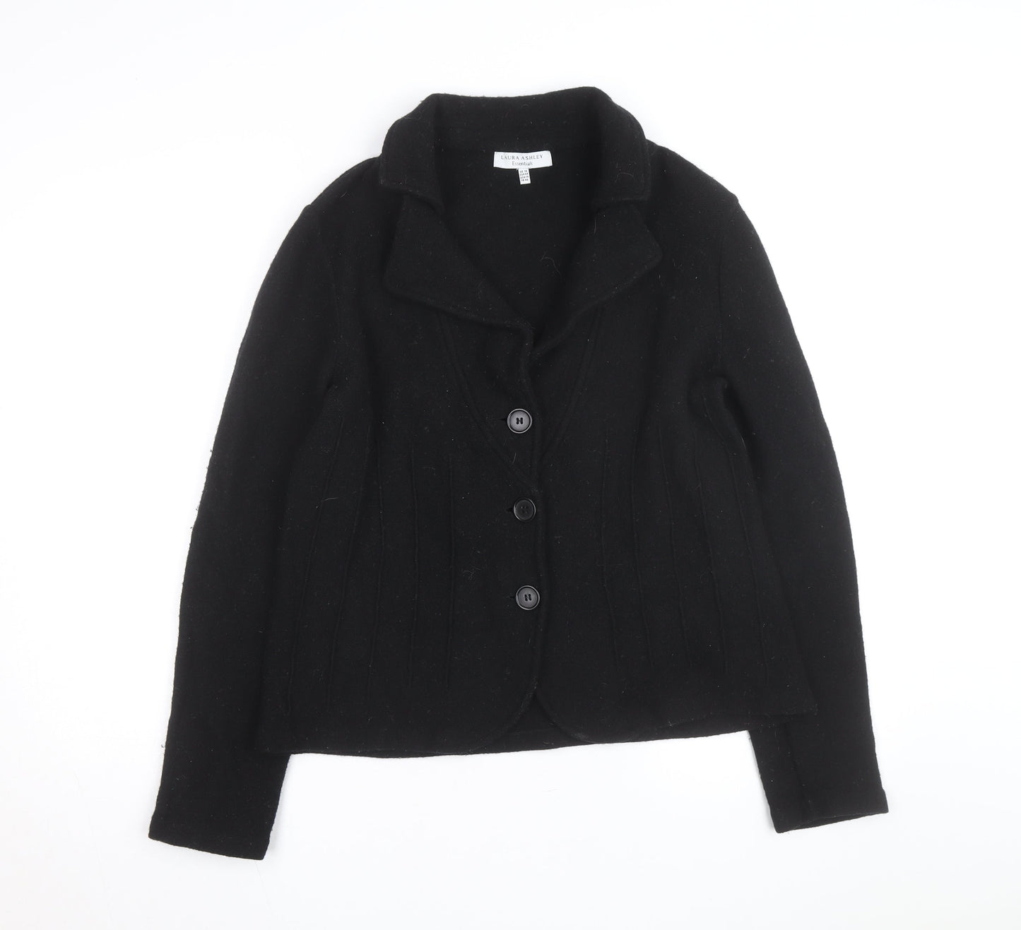 Laura Ashley Women Black Wool Blazer Jacket UK 18 Classic Style
