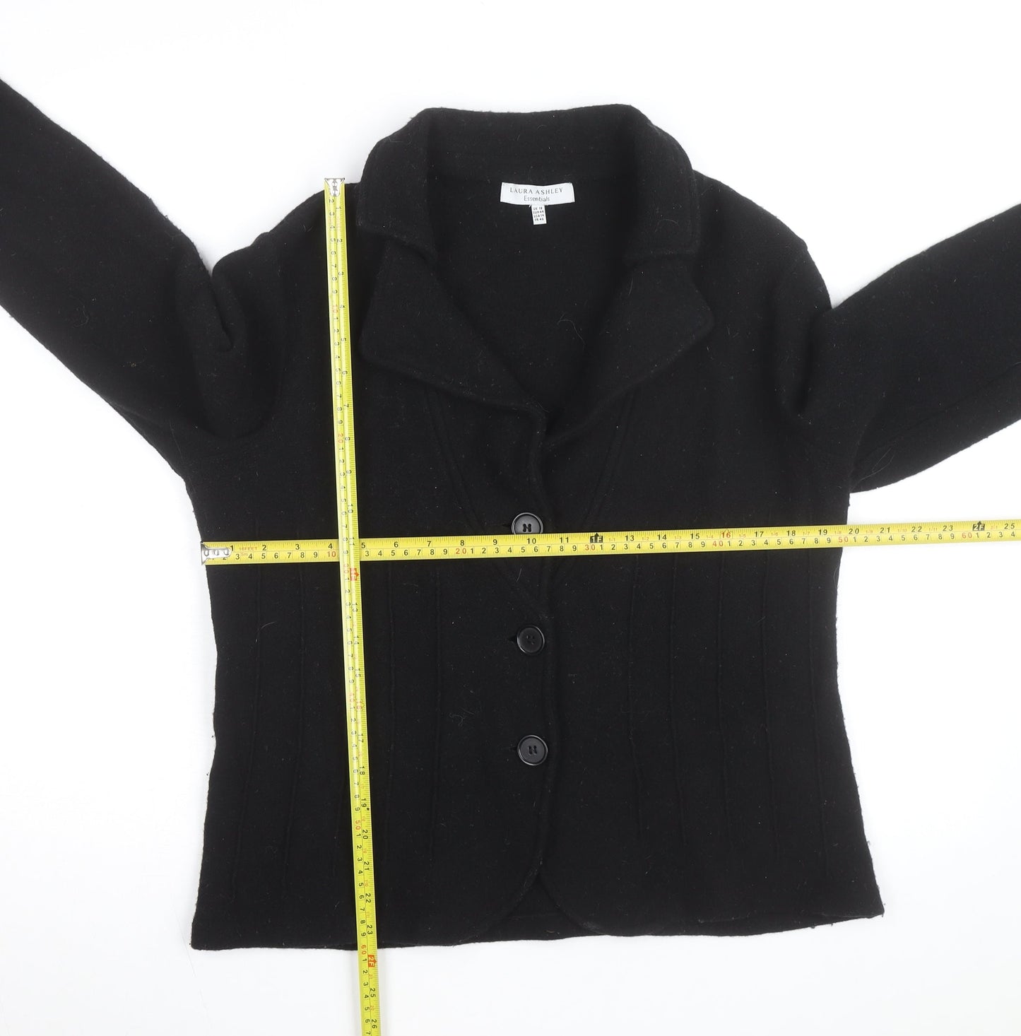 Laura Ashley Women Black Wool Blazer Jacket UK 18 Classic Style