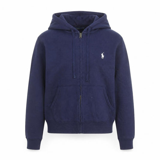 Ralph Lauren Girls Blue Full Zip Hoodie Size L Cotton Blend Logo Hooded Sweatshirt