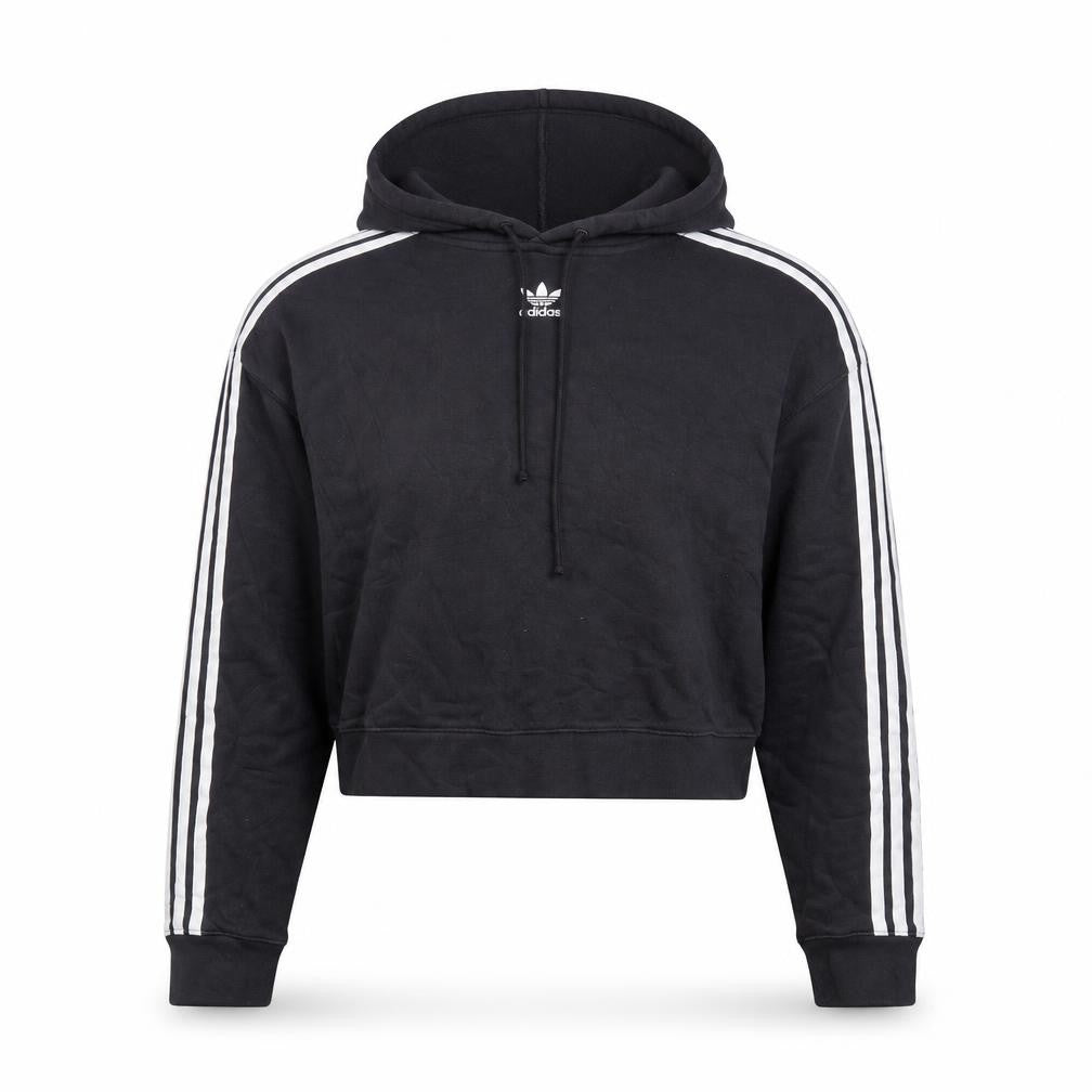 Adidas Women’s Black Cropped Hoodie Size 14 Logo Hooded Pullover