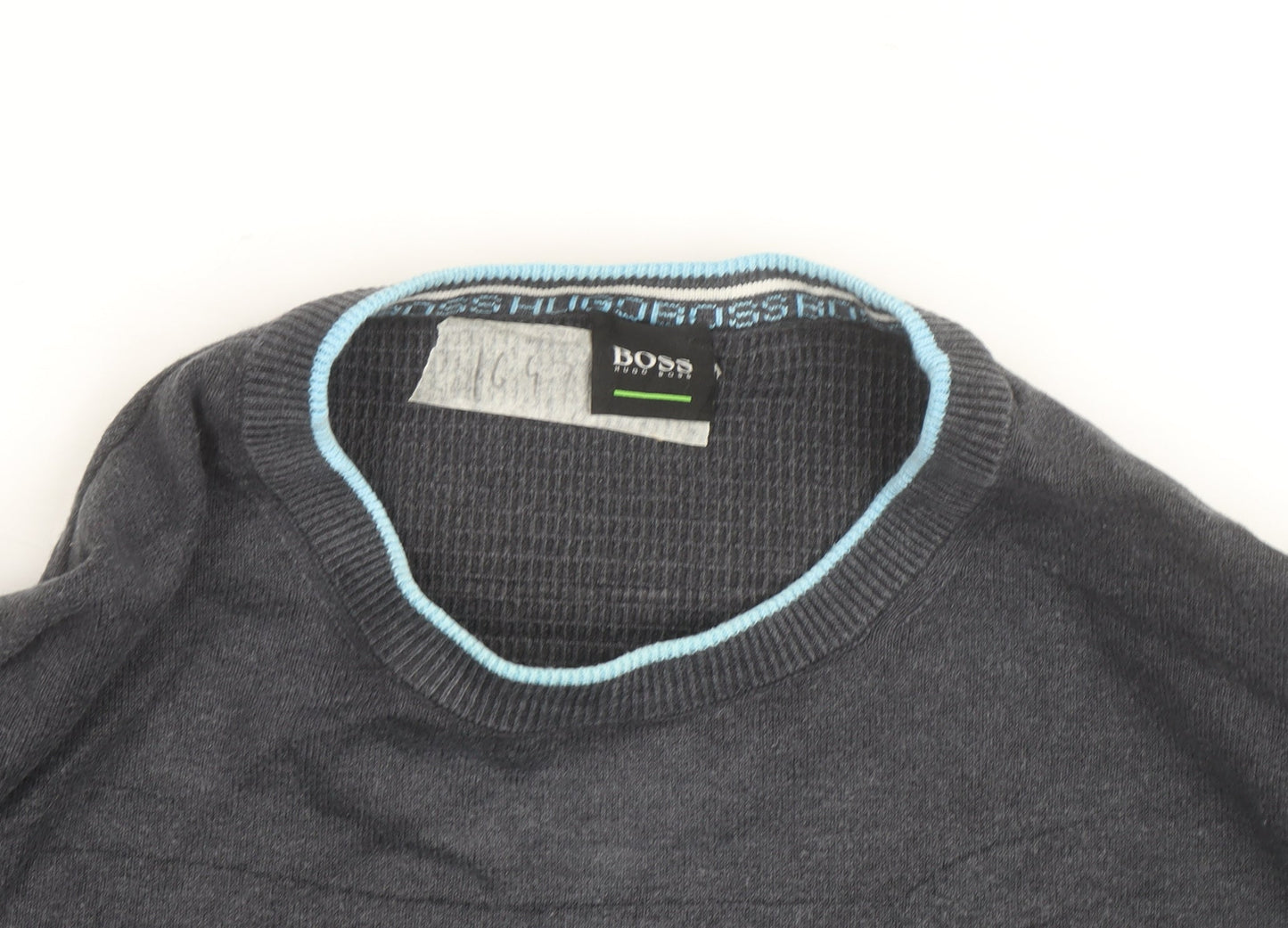 Hugo Boss Men's Grey Cotton Crew Neck Pullover Jumper XXL