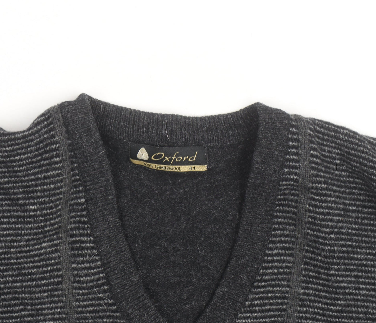Oxford Mens Grey Lambswool V-Neck Pullover Jumper XL
