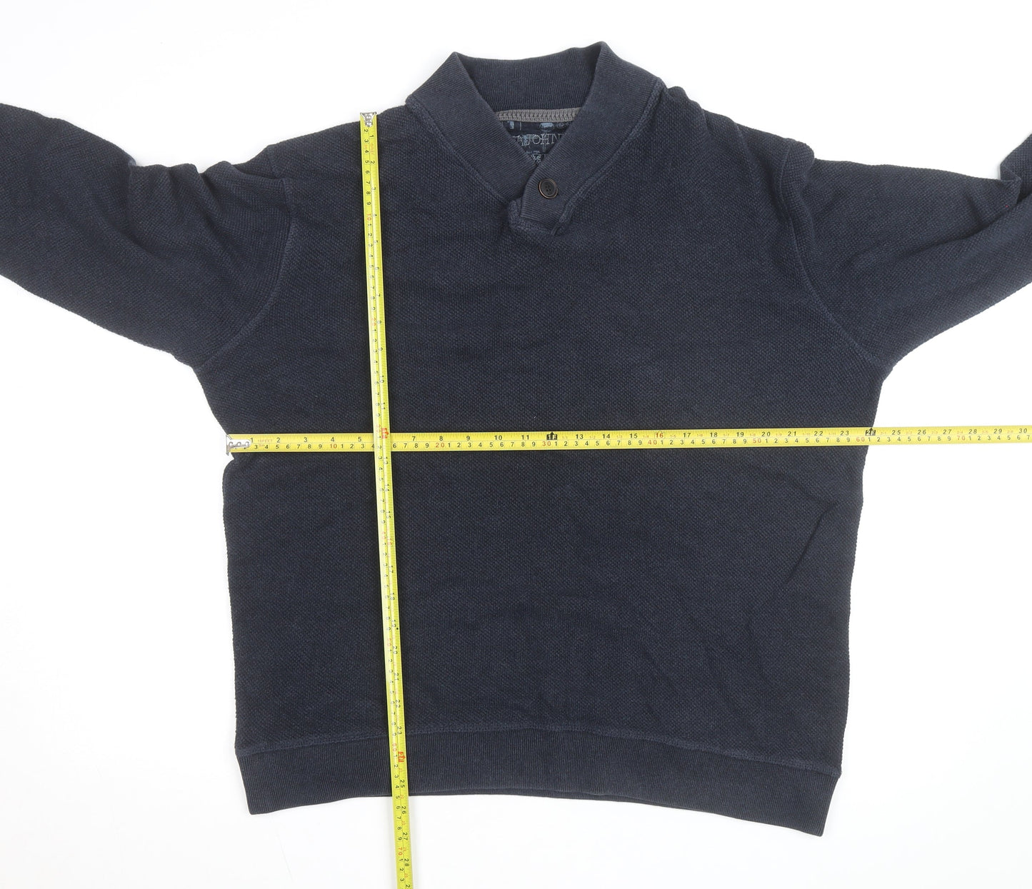 RJR John Rocha Mens Blue Collared Pullover Jumper Size M Cotton Blend