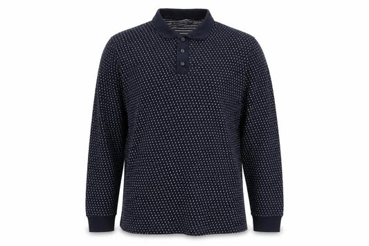 French Connection Men's Blue XL Long Sleeve Knit Polo Shirt