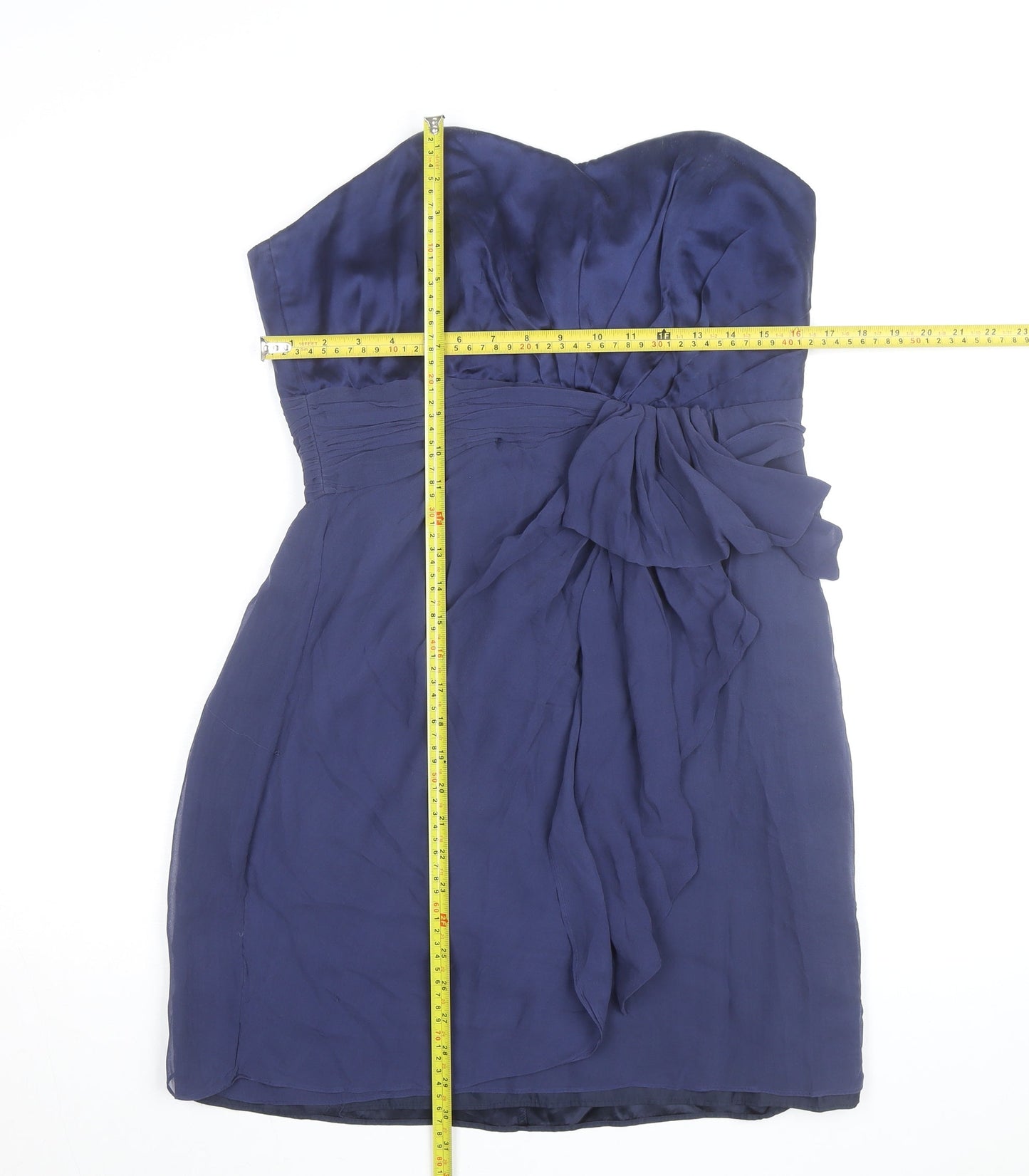 Coast Women's Blue Silk Strapless Short Dress Size 16