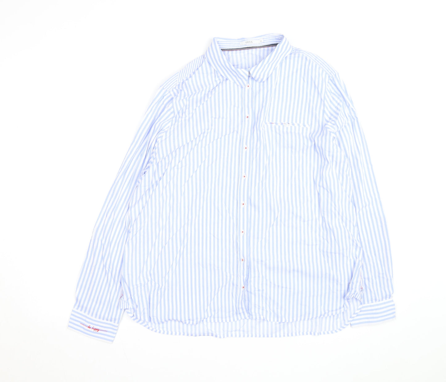 Cecil Men’s Blue White Striped Button-Up Long Sleeve Shirt XL