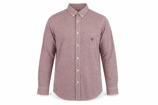 Chaps Men's Red Check Slim Fit Long Sleeve Dress Shirt Size S