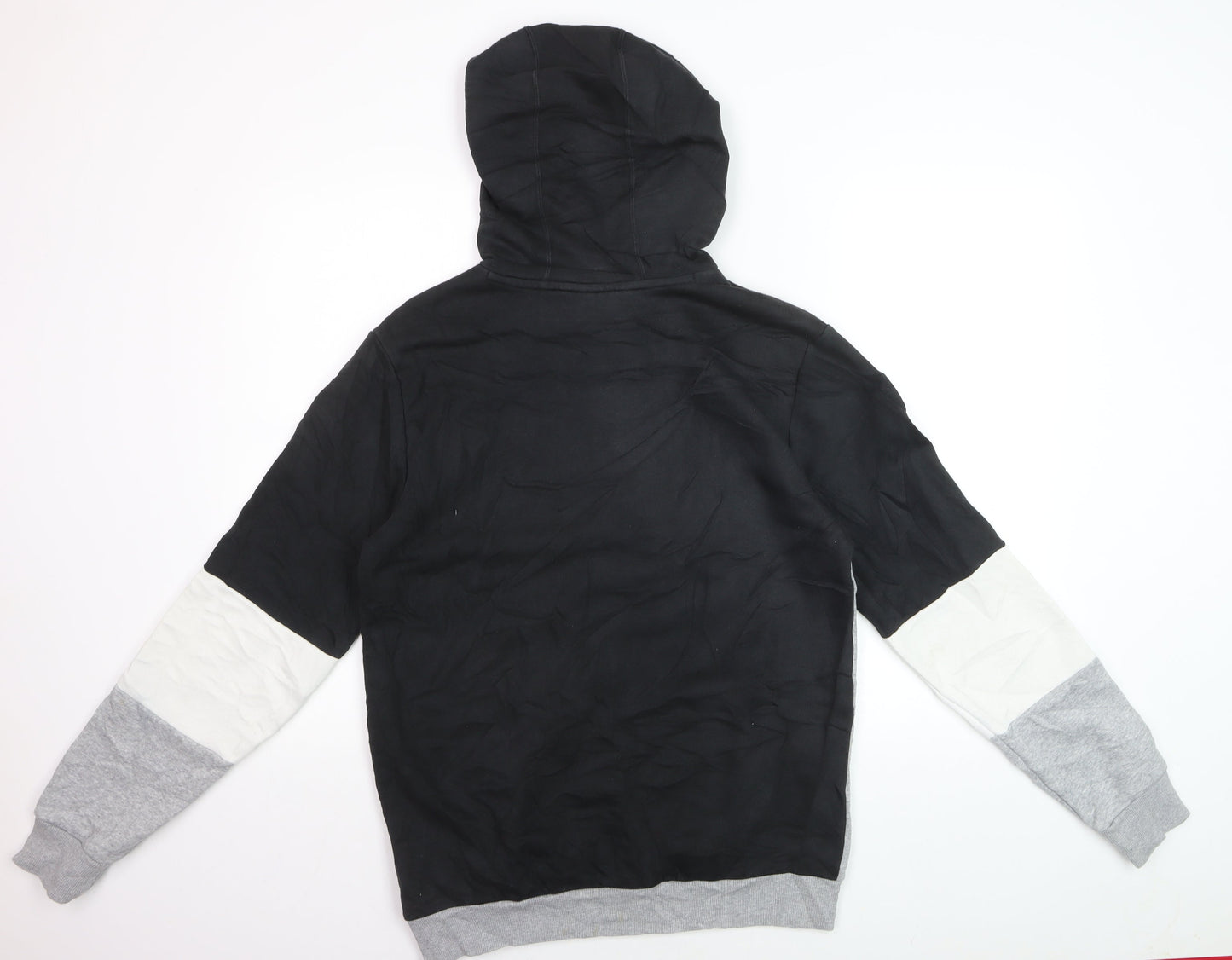Adidas Boys Black Grey Colourblock Pullover Hoodie Size 15-16 Years
