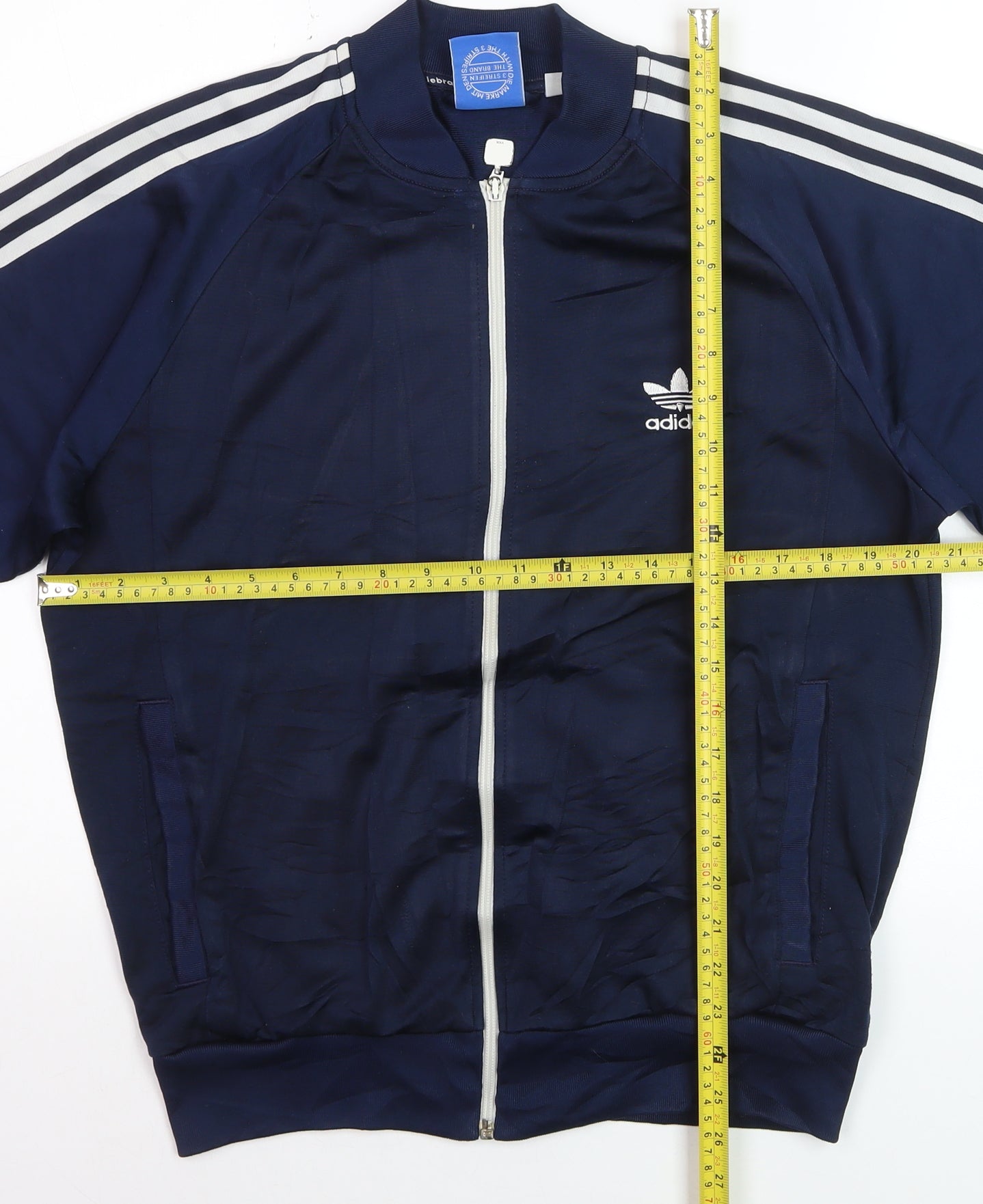 Adidas Men's Blue Medium Track Jacket Full Zip Classic Windbreaker