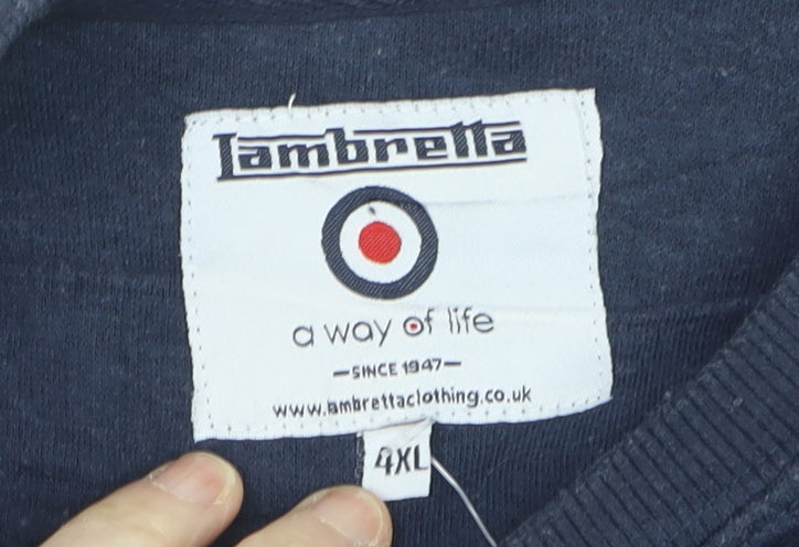 Lambretta Men's Blue 4XL Crew Neck Graphic Pullover Sweatshirt