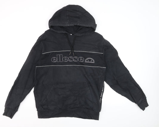 Ellesse Men's Black L Pullover Hoodie with Logo Design