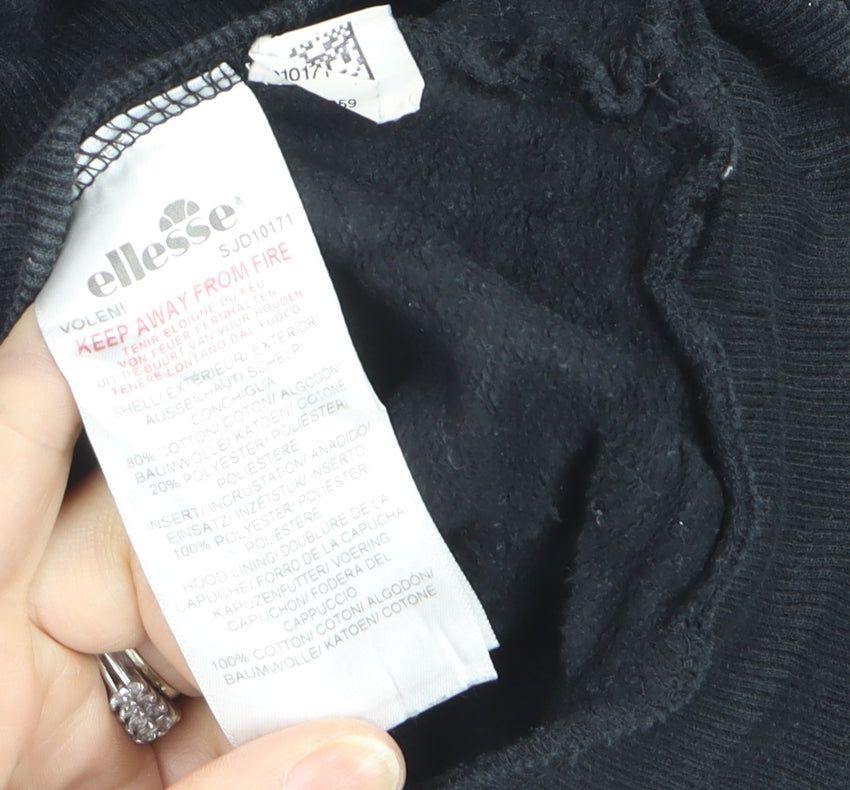 Ellesse Men's Black L Pullover Hoodie with Logo Design
