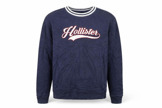 Hollister Men's Blue Logo Pullover Sweatshirt L Relaxed Fit