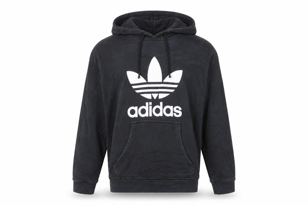 Adidas Mens Black XL Pullover Hoodie with Logo Graphic Print