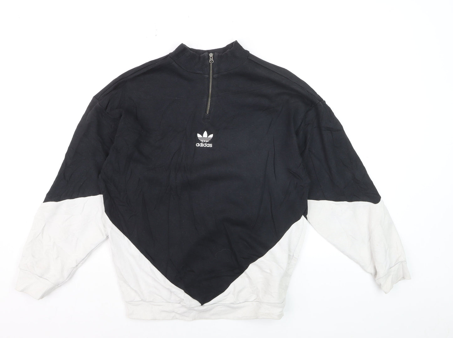 Adidas Women's Black White 1/4 Zip Colourblock Sweatshirt Size 6