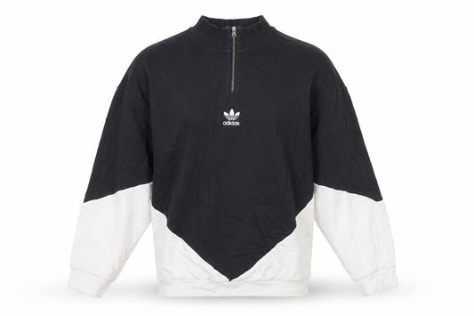 Adidas Women's Black White 1/4 Zip Colourblock Sweatshirt Size 6