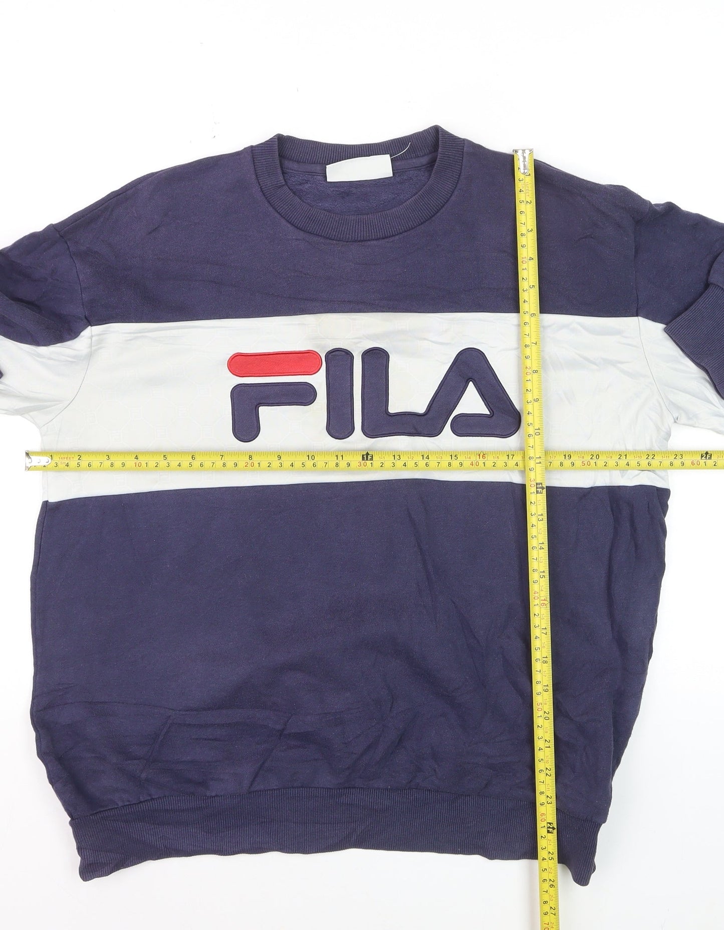 Fila Men's Blue Pullover Sweatshirt L Crew Neck Retro Sportswear