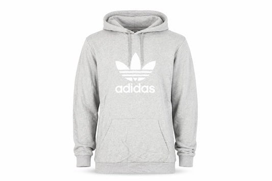 Adidas Men's Grey Pullover Hoodie M Logo Fleece Sweatshirt