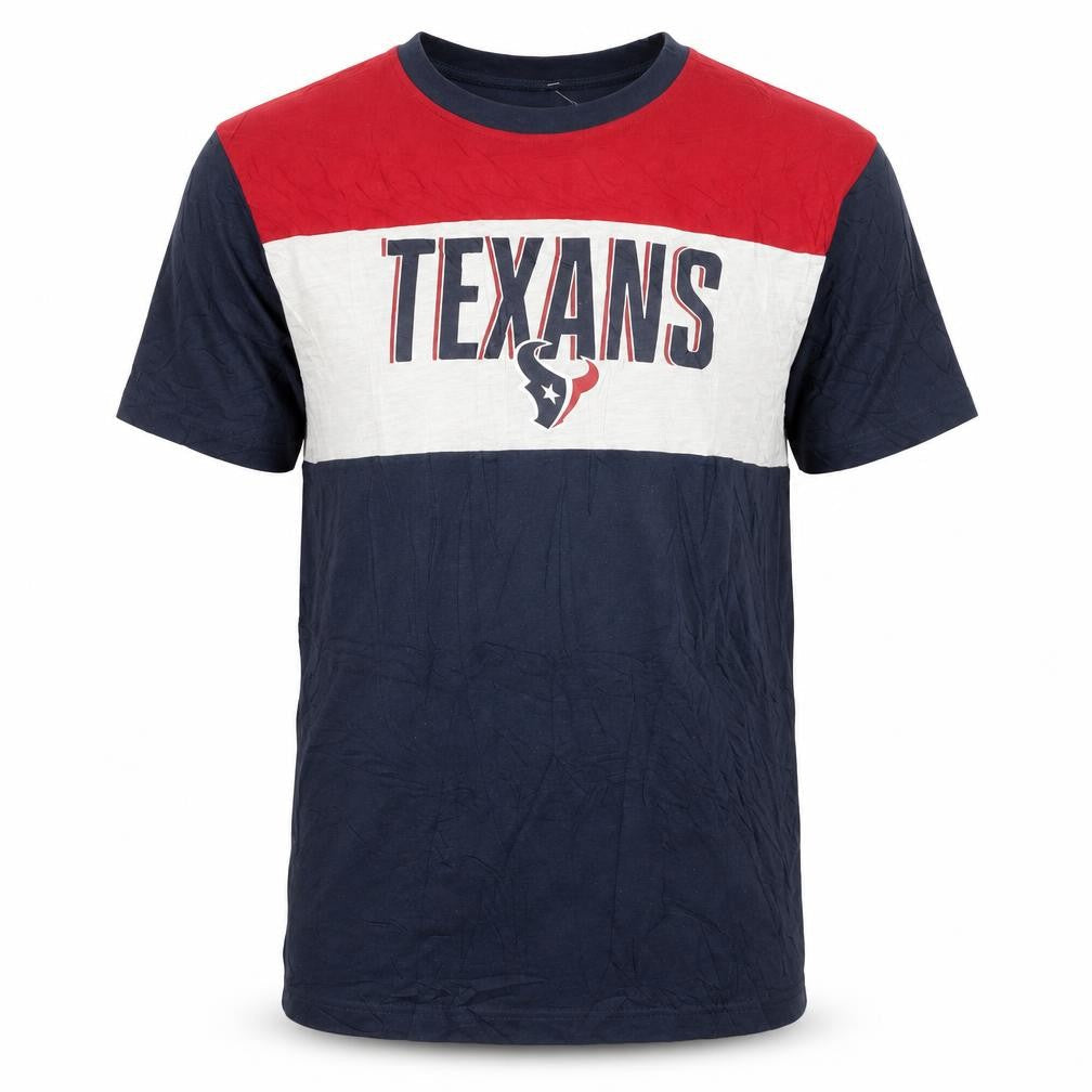 NFL Team Apparel Men's Texans Navy Red Colourblock T-Shirt XL