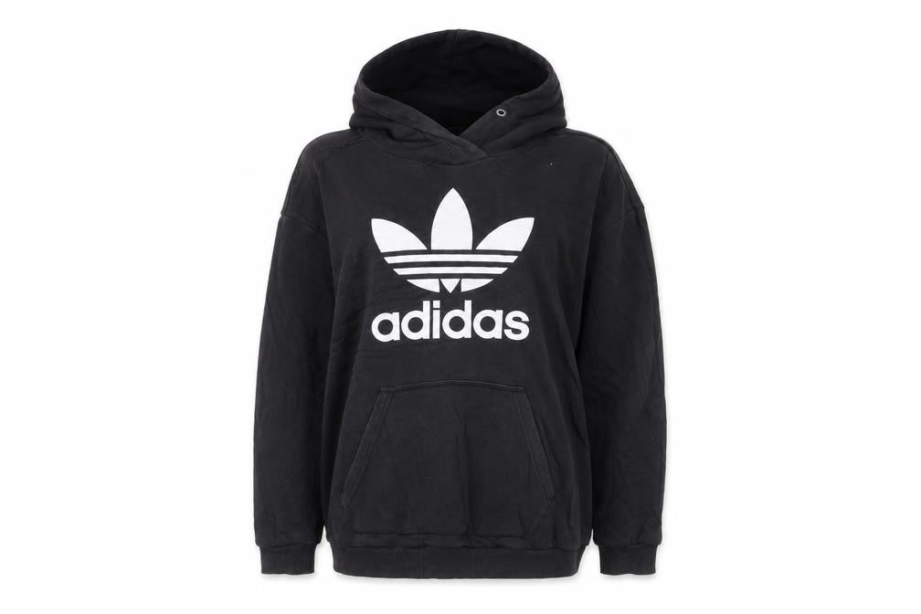 Adidas Women Black Trefoil Pullover Hoodie Size 10 Cotton Blend
