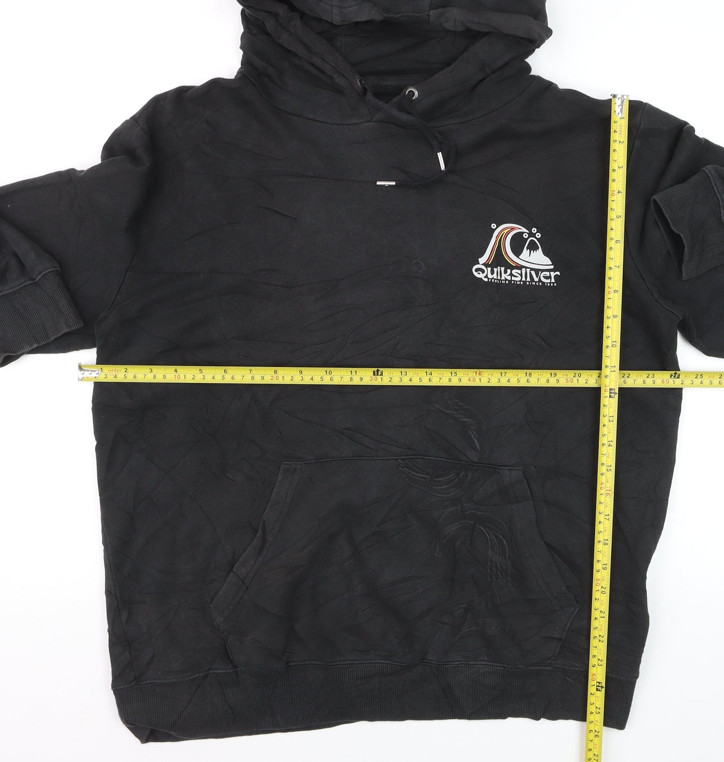 Quiksilver Men’s Black XL Pullover Hoodie Fleece Logo Sweatshirt