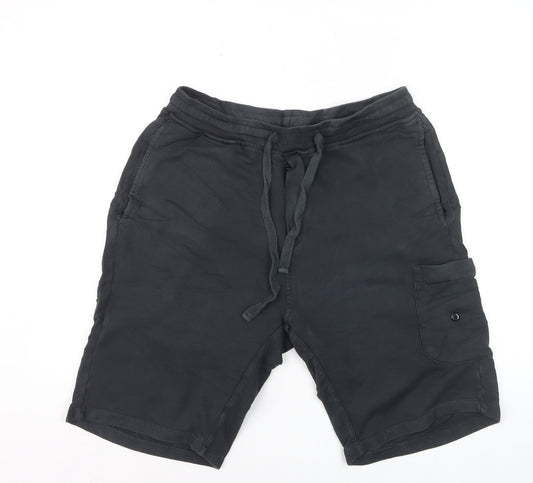 Stone Island Men's Black Cargo Jersey Shorts L Elastic Waist