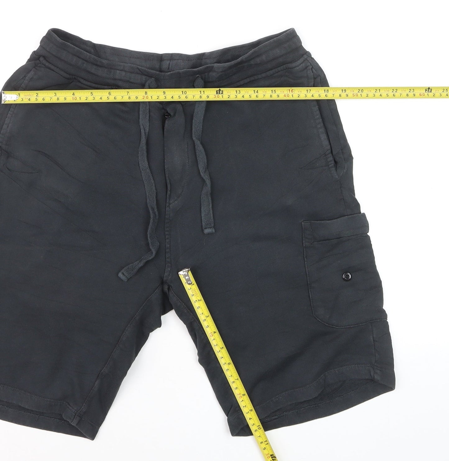 Stone Island Men's Black Cargo Jersey Shorts L Elastic Waist